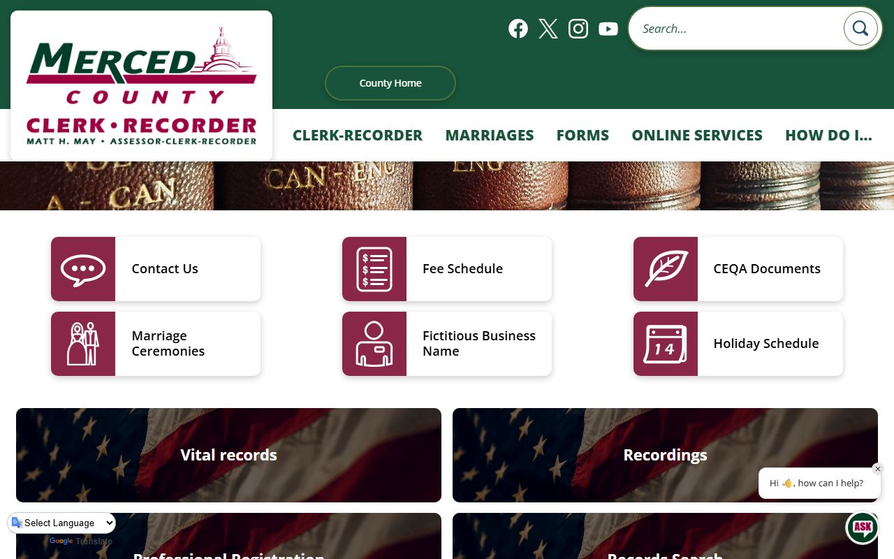 Merced County Clerk-Recorder home page