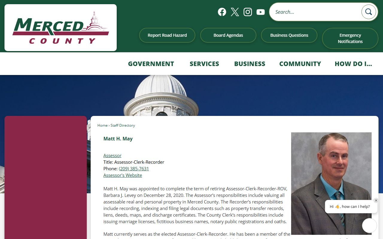 Matt H. May, Merced County Assessor-Clerk-Recorder