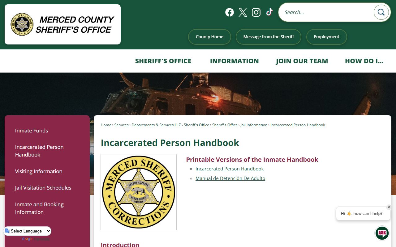 Merced County Incarcerated Person Handbook