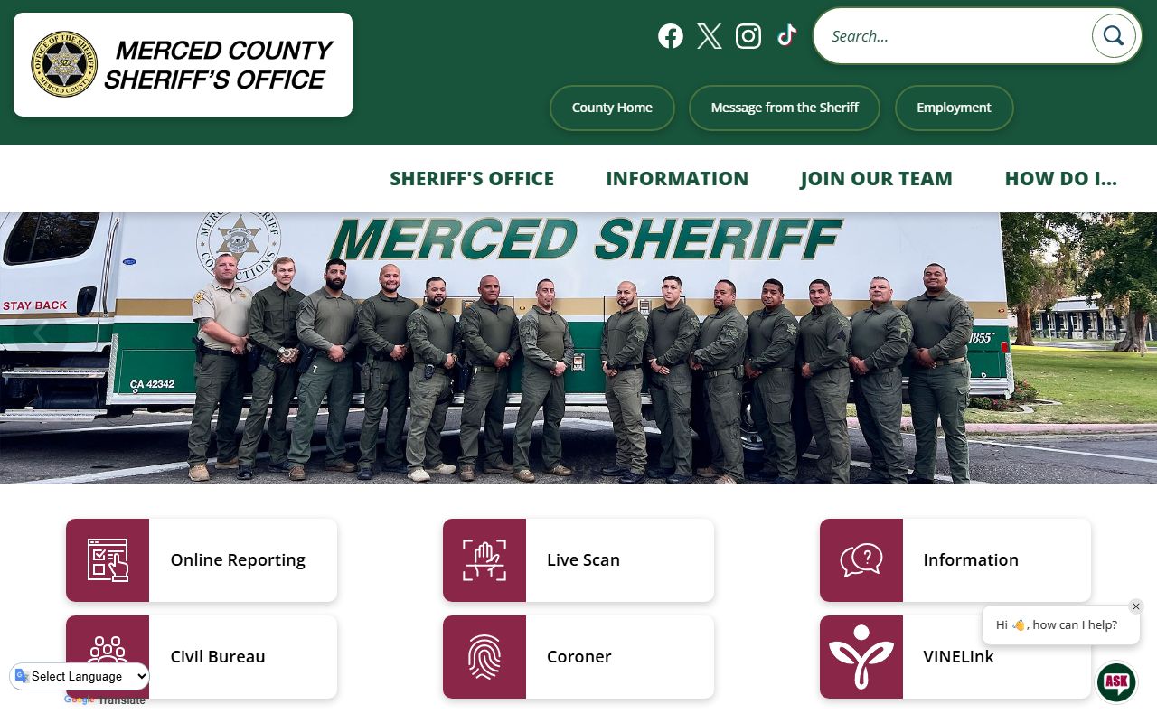 Merced County Sheriff's Office home page